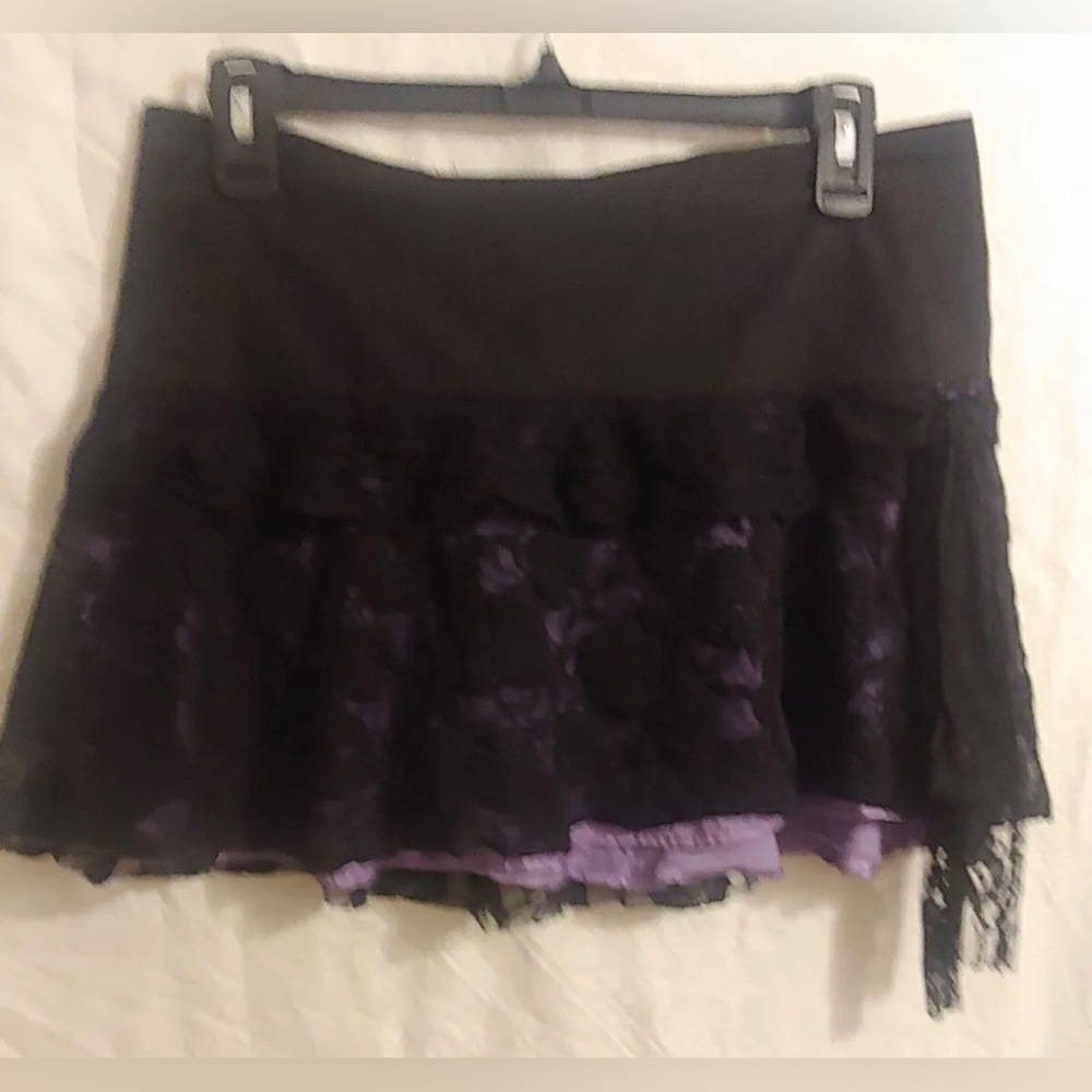 Tripp NYC Vintage Purple & Black Lace Mini Skirt Size Small Rare HTF